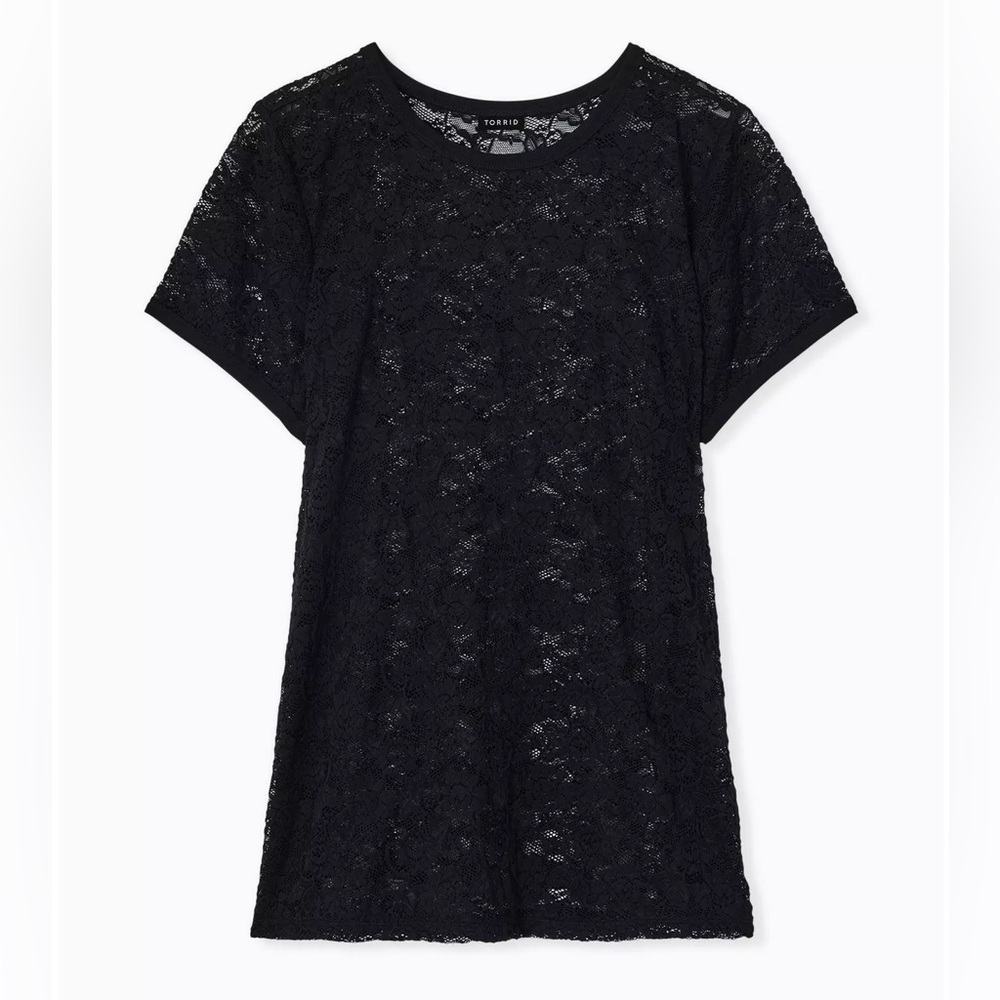 Torrid Black Lace‎ Sheer Crewneck Tee